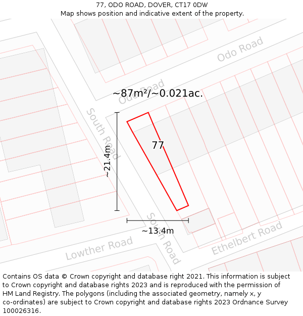 77, ODO ROAD, DOVER, CT17 0DW: Plot and title map