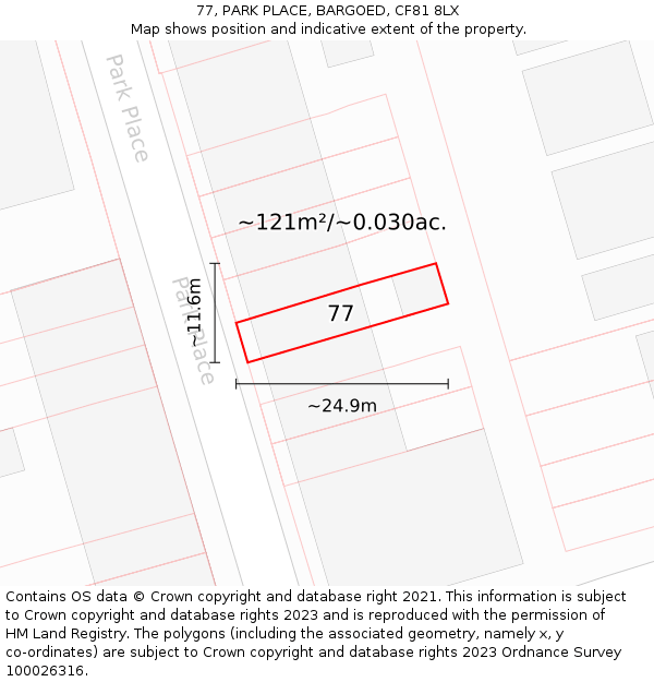 77, PARK PLACE, BARGOED, CF81 8LX: Plot and title map