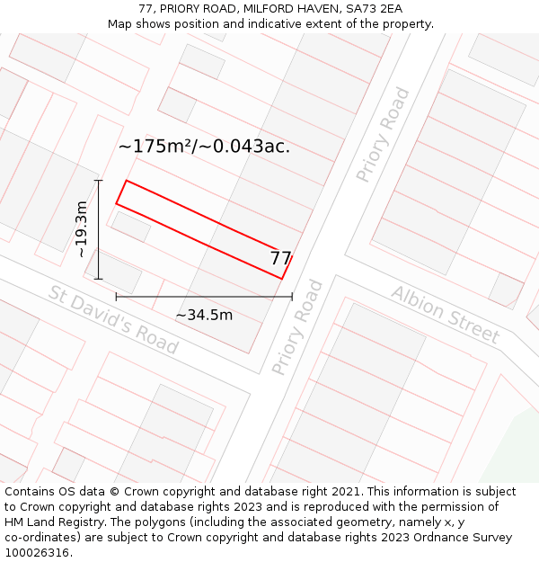 77, PRIORY ROAD, MILFORD HAVEN, SA73 2EA: Plot and title map