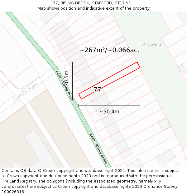 77, RISING BROOK, STAFFORD, ST17 9DH: Plot and title map