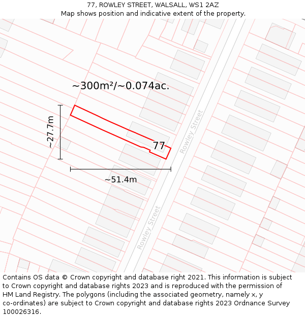 77, ROWLEY STREET, WALSALL, WS1 2AZ: Plot and title map
