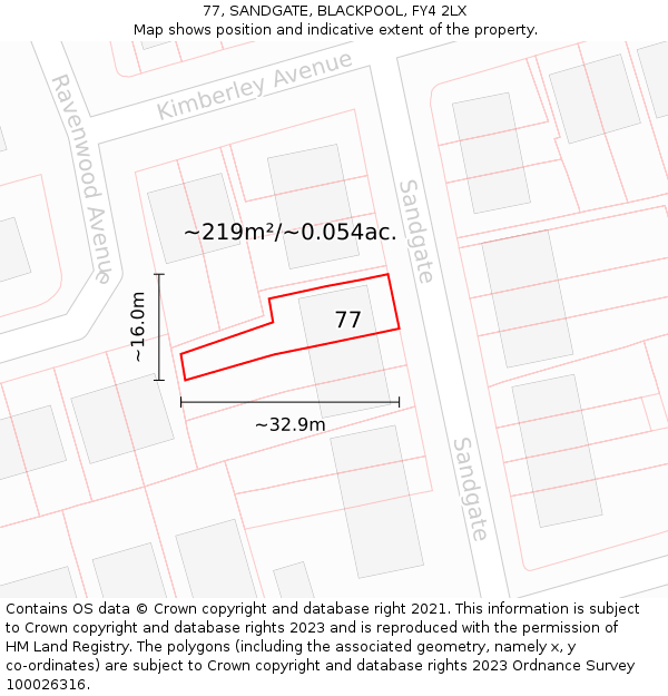 77, SANDGATE, BLACKPOOL, FY4 2LX: Plot and title map