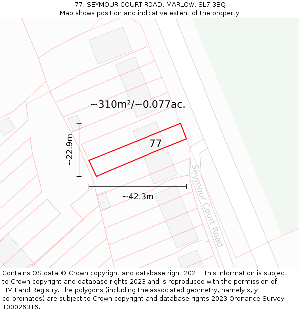 77, SEYMOUR COURT ROAD, MARLOW, SL7 3BQ: Plot and title map