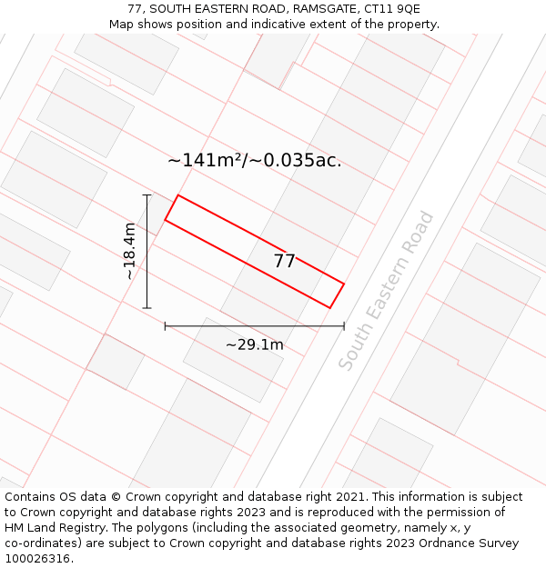 77, SOUTH EASTERN ROAD, RAMSGATE, CT11 9QE: Plot and title map