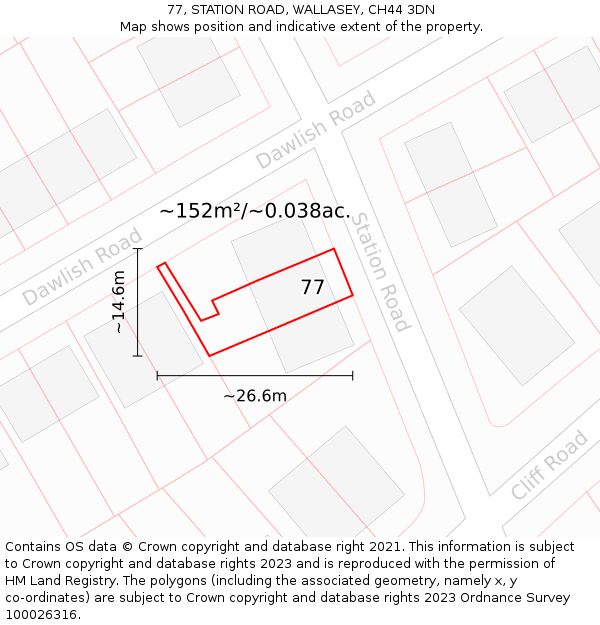 77, STATION ROAD, WALLASEY, CH44 3DN: Plot and title map