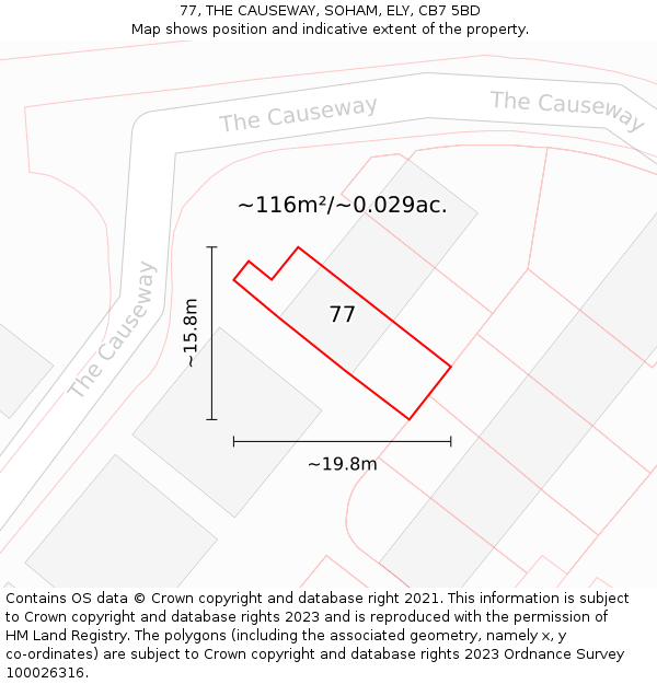 77, THE CAUSEWAY, SOHAM, ELY, CB7 5BD: Plot and title map