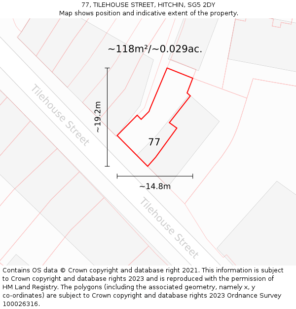 77, TILEHOUSE STREET, HITCHIN, SG5 2DY: Plot and title map