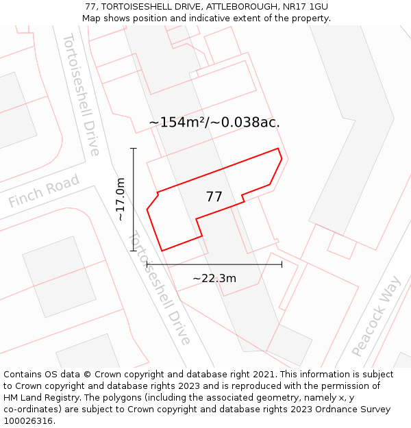 77, TORTOISESHELL DRIVE, ATTLEBOROUGH, NR17 1GU: Plot and title map