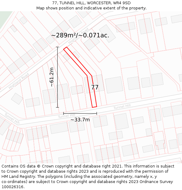 77, TUNNEL HILL, WORCESTER, WR4 9SD: Plot and title map
