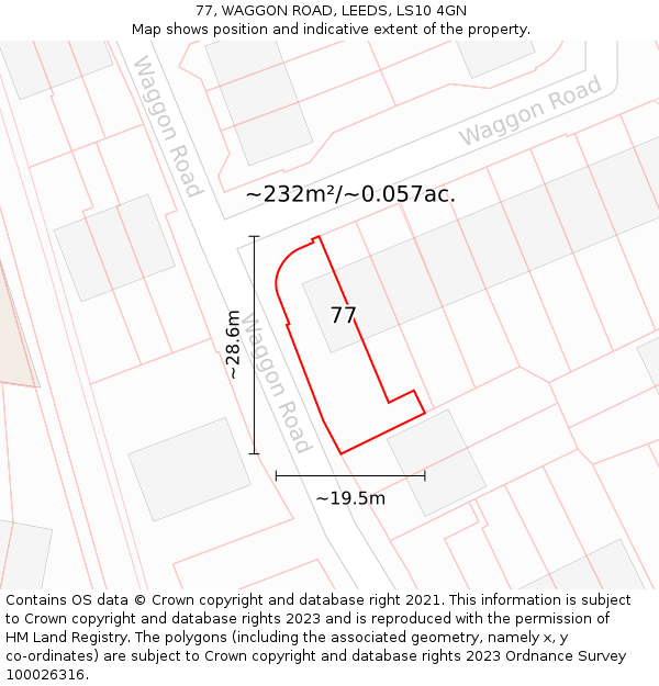 77, WAGGON ROAD, LEEDS, LS10 4GN: Plot and title map