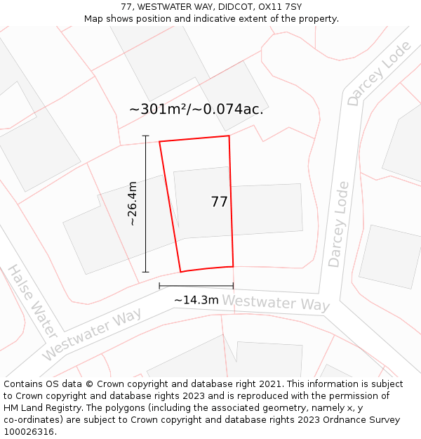 77, WESTWATER WAY, DIDCOT, OX11 7SY: Plot and title map