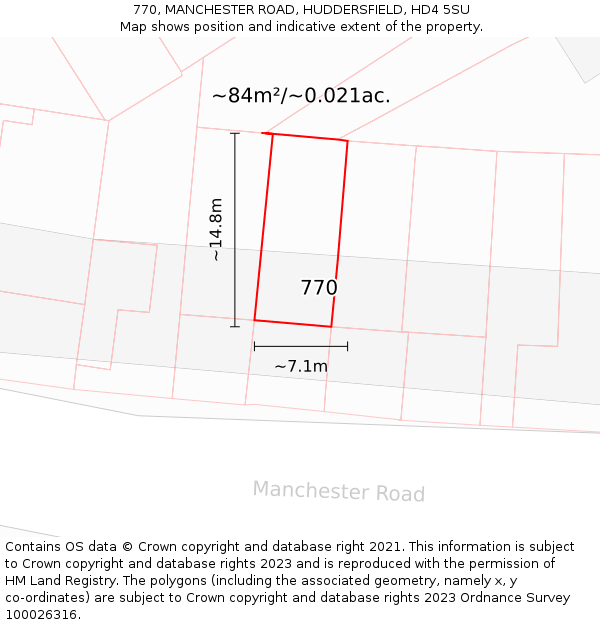 770, MANCHESTER ROAD, HUDDERSFIELD, HD4 5SU: Plot and title map