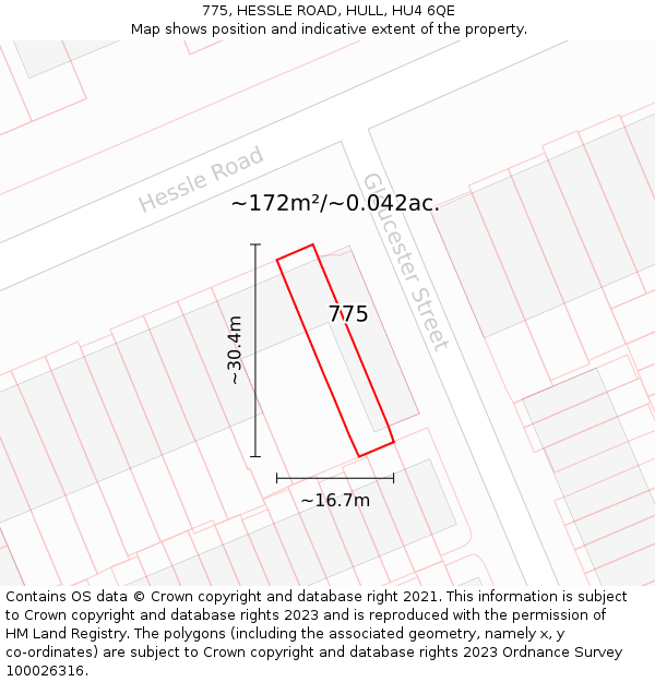775, HESSLE ROAD, HULL, HU4 6QE: Plot and title map