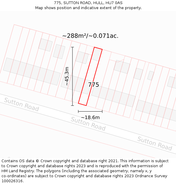 775, SUTTON ROAD, HULL, HU7 0AS: Plot and title map