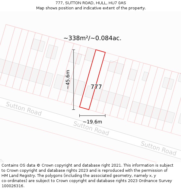 777, SUTTON ROAD, HULL, HU7 0AS: Plot and title map