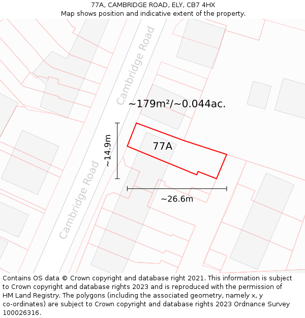 77A, CAMBRIDGE ROAD, ELY, CB7 4HX: Plot and title map