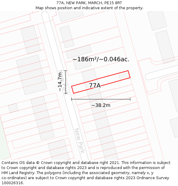 77A, NEW PARK, MARCH, PE15 8RT: Plot and title map
