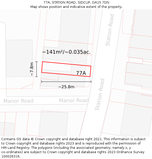 77A, STATION ROAD, SIDCUP, DA15 7DN: Plot and title map