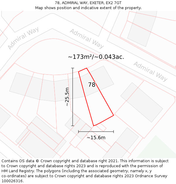 78, ADMIRAL WAY, EXETER, EX2 7GT: Plot and title map
