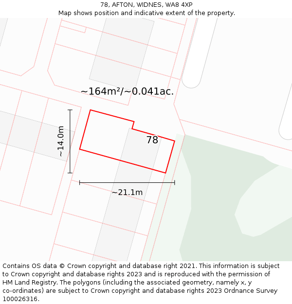 78, AFTON, WIDNES, WA8 4XP: Plot and title map