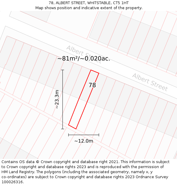 78, ALBERT STREET, WHITSTABLE, CT5 1HT: Plot and title map