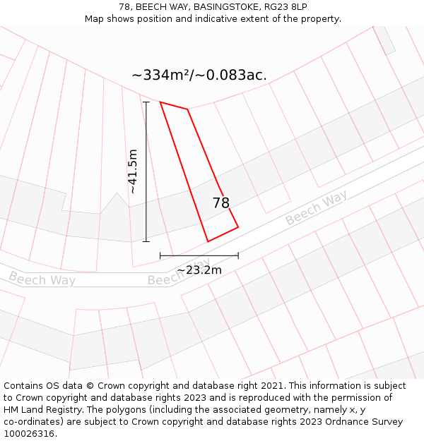 78, BEECH WAY, BASINGSTOKE, RG23 8LP: Plot and title map