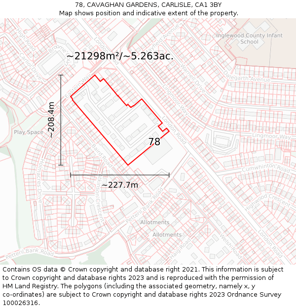 78, CAVAGHAN GARDENS, CARLISLE, CA1 3BY: Plot and title map