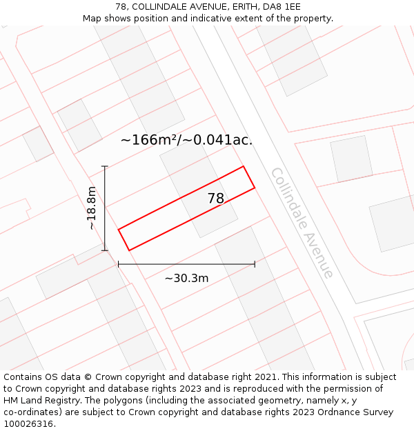 78, COLLINDALE AVENUE, ERITH, DA8 1EE: Plot and title map