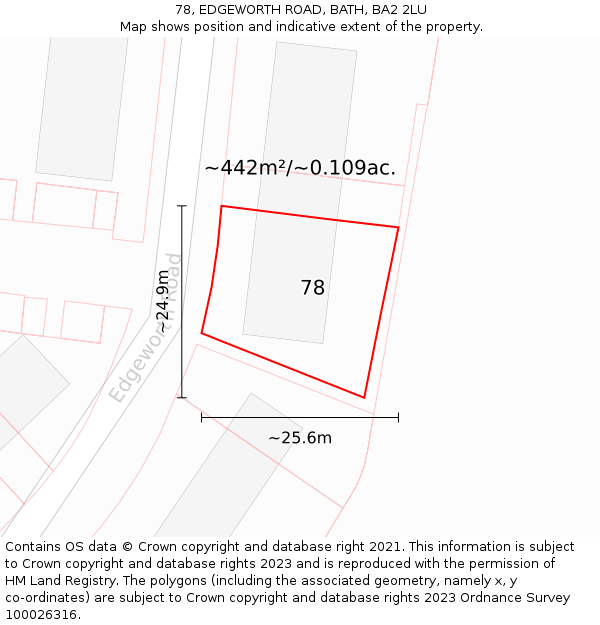 78, EDGEWORTH ROAD, BATH, BA2 2LU: Plot and title map