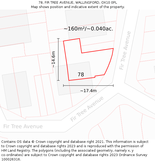 78, FIR TREE AVENUE, WALLINGFORD, OX10 0PL: Plot and title map