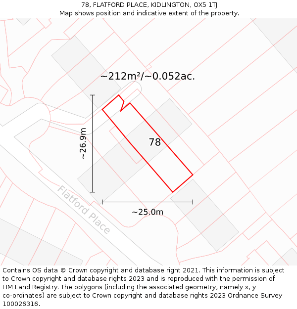 78, FLATFORD PLACE, KIDLINGTON, OX5 1TJ: Plot and title map