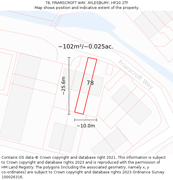 78, FRIARSCROFT WAY, AYLESBURY, HP20 2TF: Plot and title map