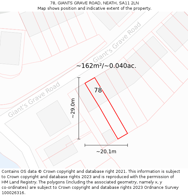 78, GIANTS GRAVE ROAD, NEATH, SA11 2LN: Plot and title map