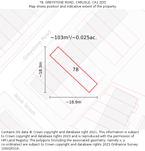 78, GREYSTONE ROAD, CARLISLE, CA1 2DD: Plot and title map
