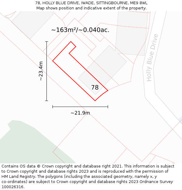 78, HOLLY BLUE DRIVE, IWADE, SITTINGBOURNE, ME9 8WL: Plot and title map