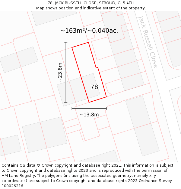 78, JACK RUSSELL CLOSE, STROUD, GL5 4EH: Plot and title map