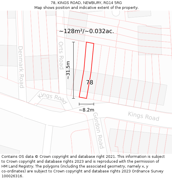78, KINGS ROAD, NEWBURY, RG14 5RG: Plot and title map