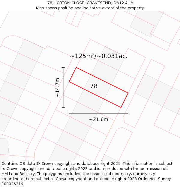 78, LORTON CLOSE, GRAVESEND, DA12 4HA: Plot and title map