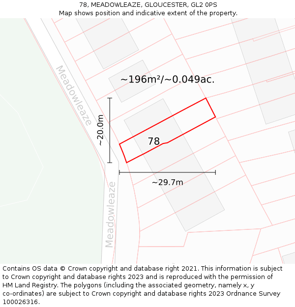 78, MEADOWLEAZE, GLOUCESTER, GL2 0PS: Plot and title map