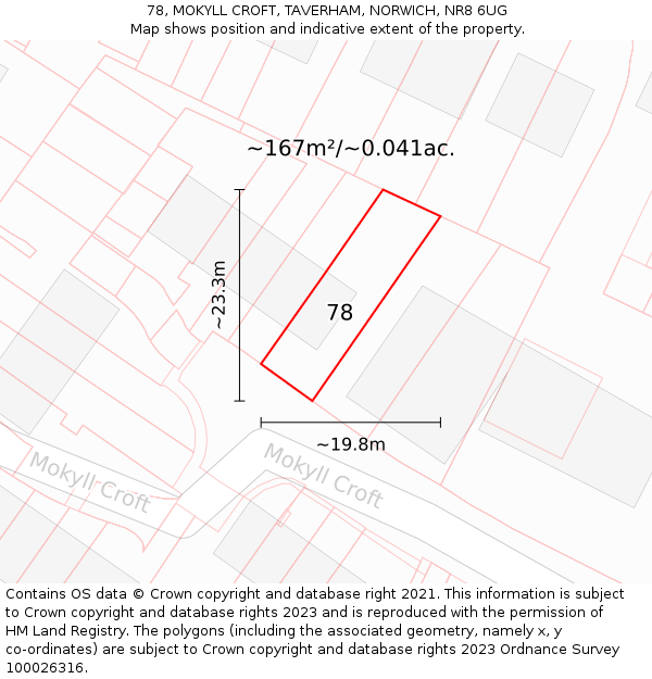 78, MOKYLL CROFT, TAVERHAM, NORWICH, NR8 6UG: Plot and title map