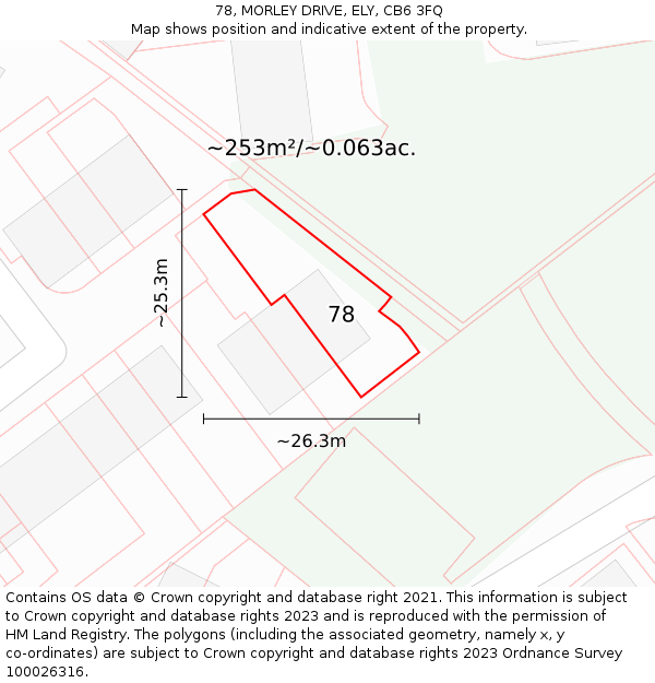78, MORLEY DRIVE, ELY, CB6 3FQ: Plot and title map