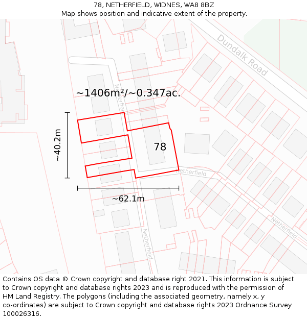 78, NETHERFIELD, WIDNES, WA8 8BZ: Plot and title map