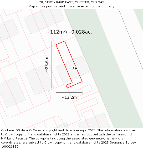 78, NEWRY PARK EAST, CHESTER, CH2 2AS: Plot and title map