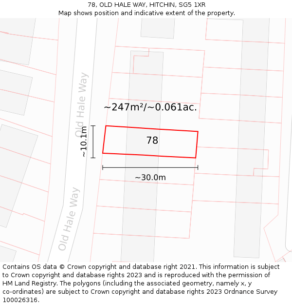 78, OLD HALE WAY, HITCHIN, SG5 1XR: Plot and title map