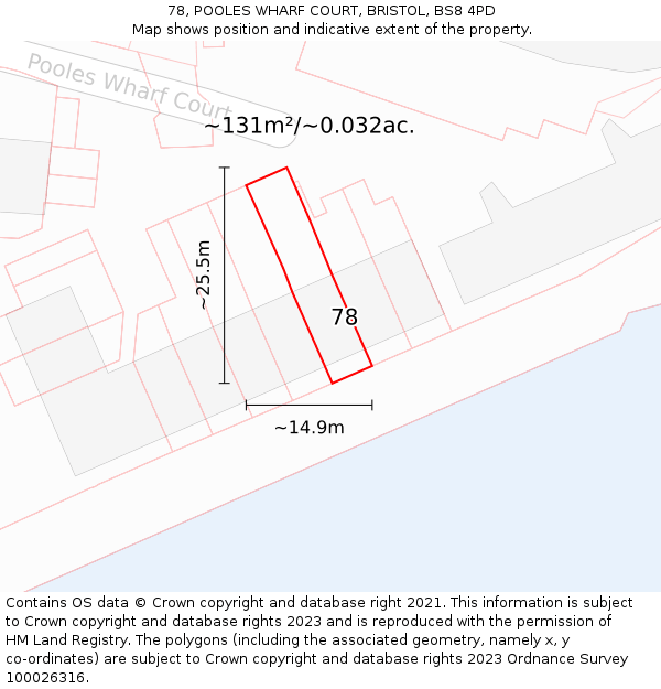 78, POOLES WHARF COURT, BRISTOL, BS8 4PD: Plot and title map