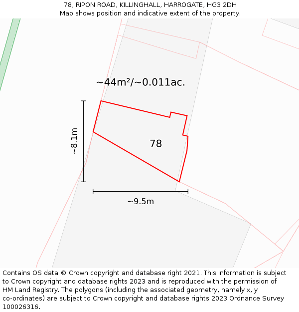 78, RIPON ROAD, KILLINGHALL, HARROGATE, HG3 2DH: Plot and title map