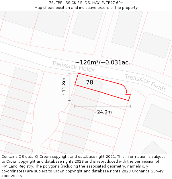 78, TRELISSICK FIELDS, HAYLE, TR27 6PH: Plot and title map
