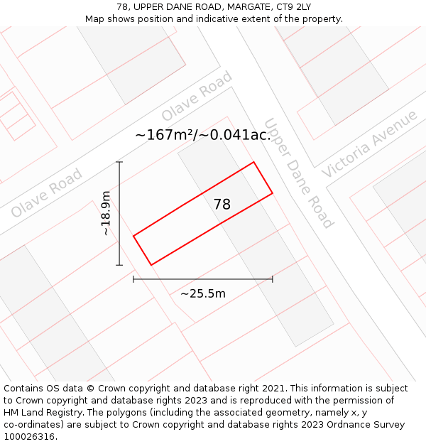 78, UPPER DANE ROAD, MARGATE, CT9 2LY: Plot and title map