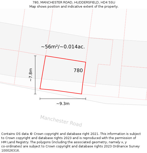 780, MANCHESTER ROAD, HUDDERSFIELD, HD4 5SU: Plot and title map