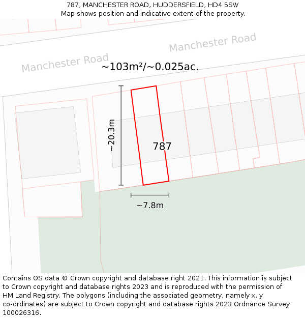 787, MANCHESTER ROAD, HUDDERSFIELD, HD4 5SW: Plot and title map